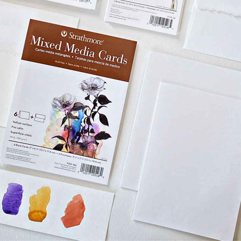  Strathmore 400 Series Mixed Media Cards, Announcement Size,  3.5x4.875 inches, 6 Pack, Envelopes Included - Custom Greeting Cards for  Weddings, Events, Birthdays : Everything Else