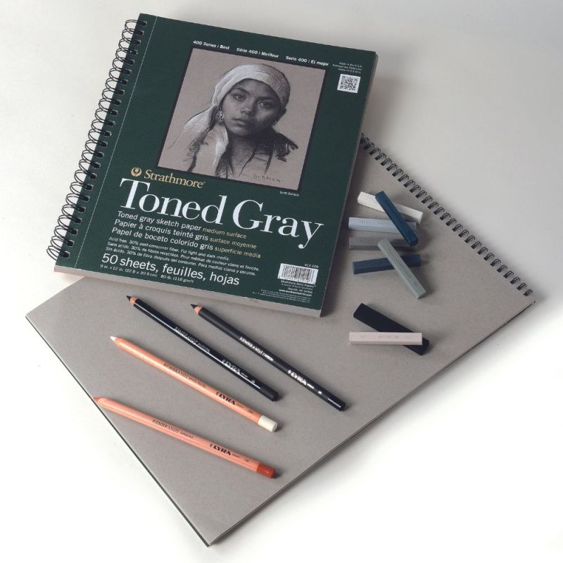Strathmore : 400 Series : Toned Grey : Sketch Pad : 9x12in : 50 Sheets