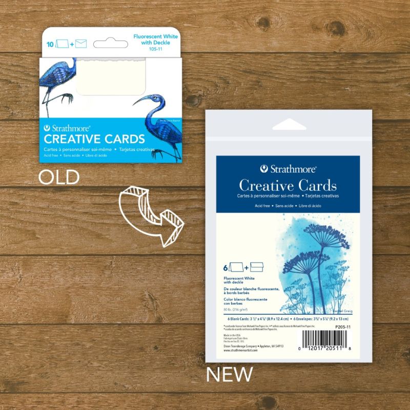 Strathmore Cards & Envelopes 5x7 10/Pkg-Fluorescent White/Deckle