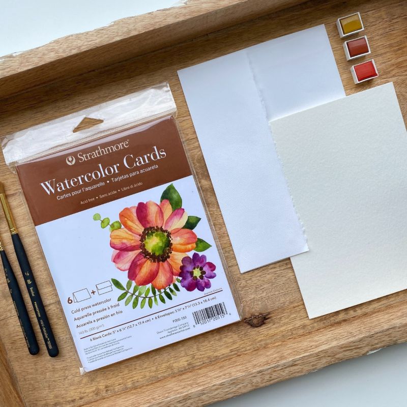 Blank Watercolor Cards with Envelopes NOT FOLDED - 60 Pack : 30