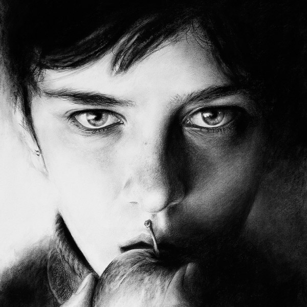 ORIGINAL charcoal pencil graphic drawing on paper modern black and white art  | eBay